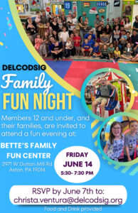 DELCODSIG Family Fun Night at Bette's Family Fun Center - Juine 14th. - IMAGE - Children and parents playing at Bette's Fun Center